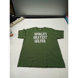 World's Okayest Golfer T-Shirt Mens Size Large Gildan Heavy Cotton Short Sleeve